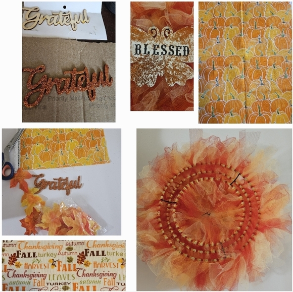 Handmade Fall Holiday Wreath Blessed Grateful Autumn Decor - Picture 17 of 17